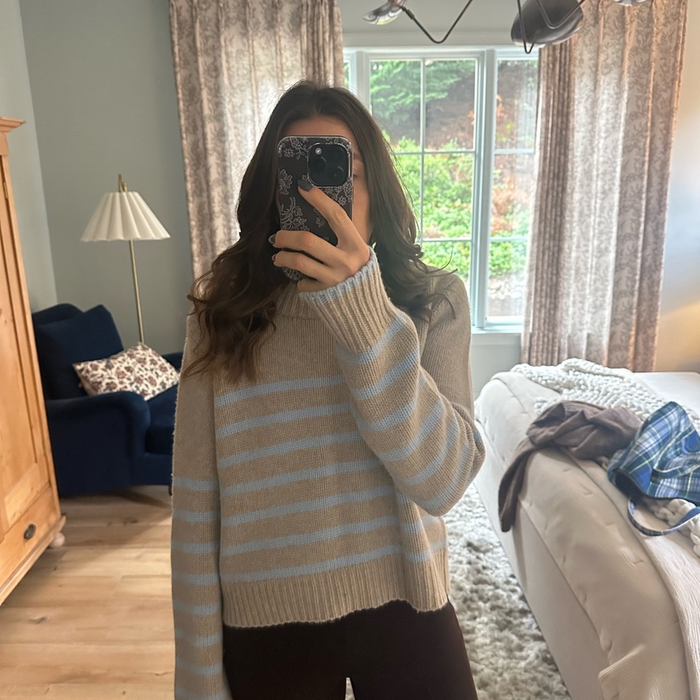 La Ligne Beige and Blue Mini Marin Sweater
